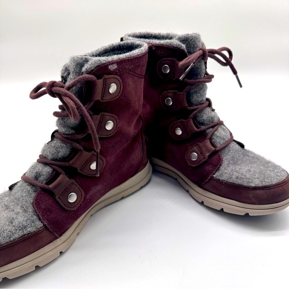 SOREL | Explorer Joan Felt 100g Waterproof Winter Boots in Redwood Size 8.5 - Picture 12 of 14